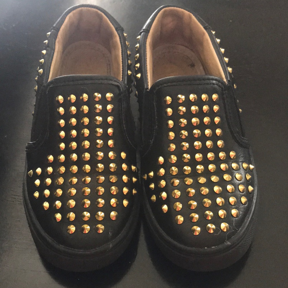 Black shoes with gold studs
